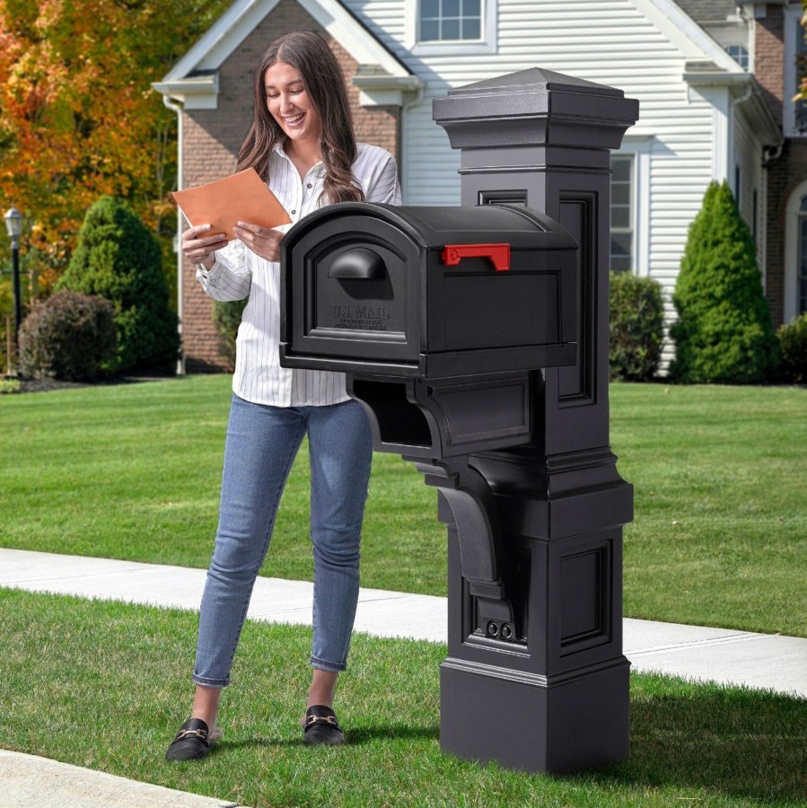 Home & Patio Step2 Mailboxes & Posts | Atherton Grand Mail Post - Onyx Black