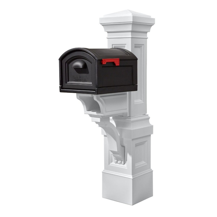 Home & Patio Step2 Mailboxes & Posts | Atherton Grand Classic White Mail Post & Xl Black Mailbox