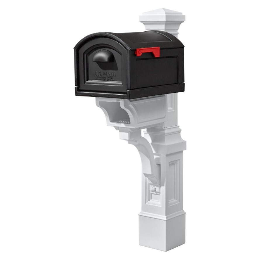 Home & Patio Step2 Mailboxes & Posts | Atherton Classic White Mail Post And Xl Black Mailbox