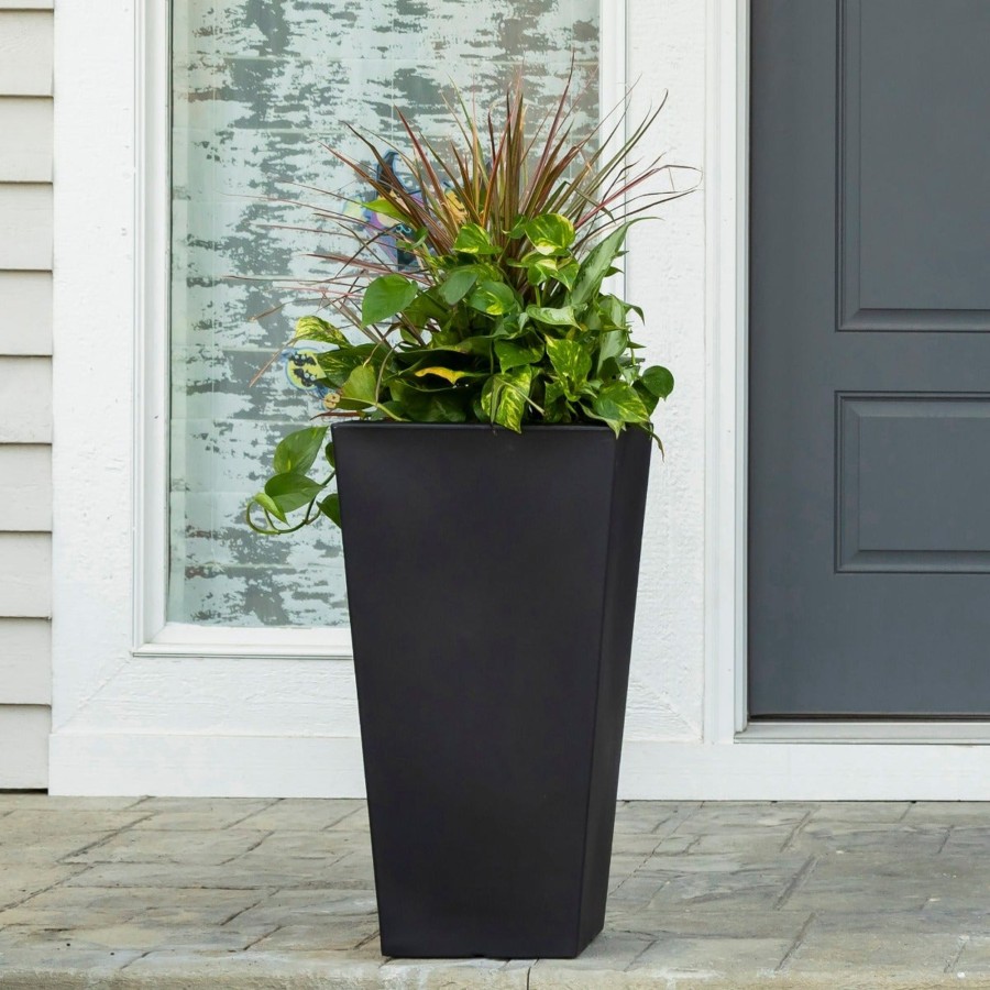 Home & Patio Step2 Planters | Tremont Tall Square Tapered Planter - Onyx Black