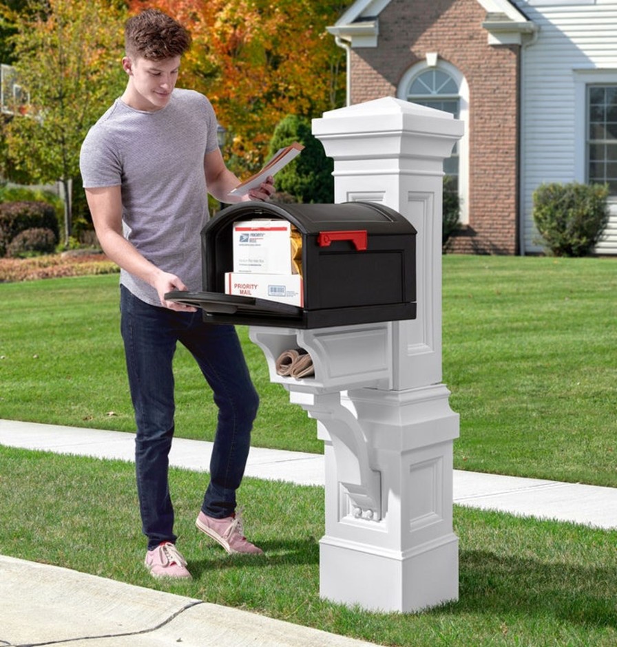 Home & Patio Step2 Mailboxes & Posts | Atherton Grand Mail Post - Classic White