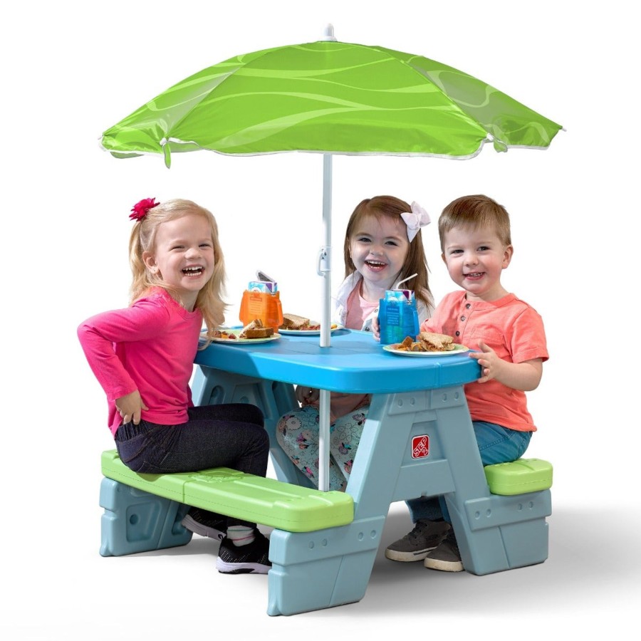 Kids Step2 Picnic Tables | Sun & Shade Picnic Table With Umbrella