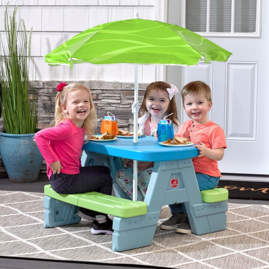 Kids Step2 Picnic Tables | Sun & Shade Picnic Table With Umbrella