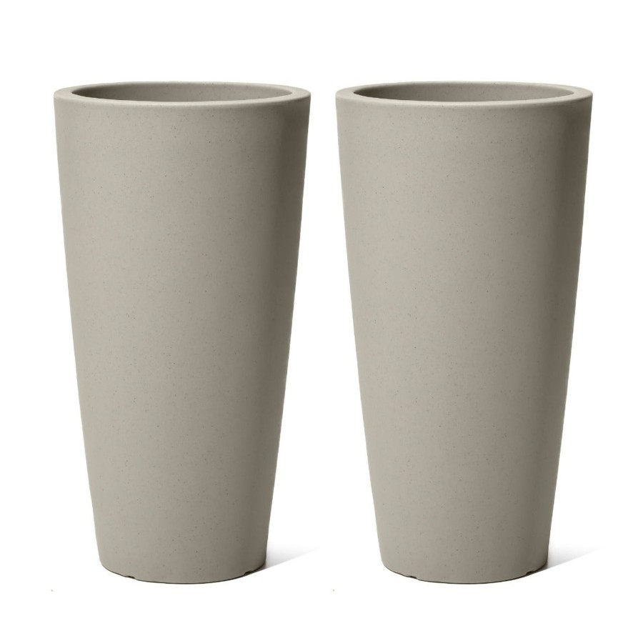 Home & Patio Step2 Planters | Tremont Tall Round Tapered Planter - Concrete Gray 2 Pack