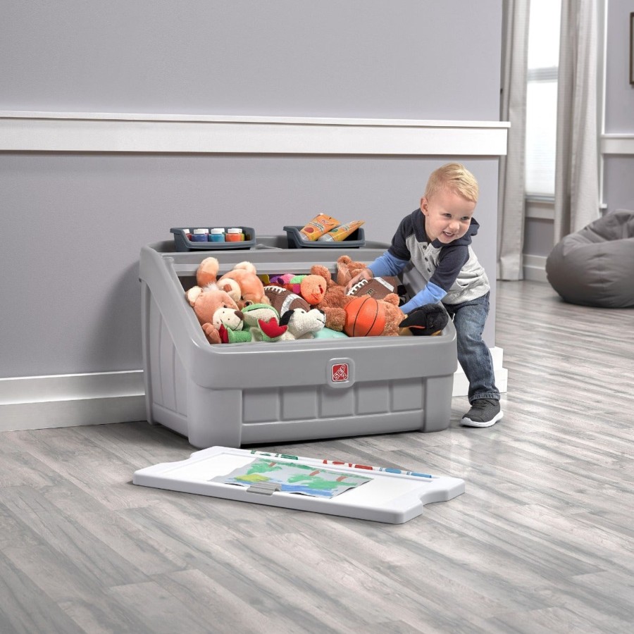 Kids Step2 Toy Boxes & Storage | 2-In-1 Toy Box & Art Lid - Gray