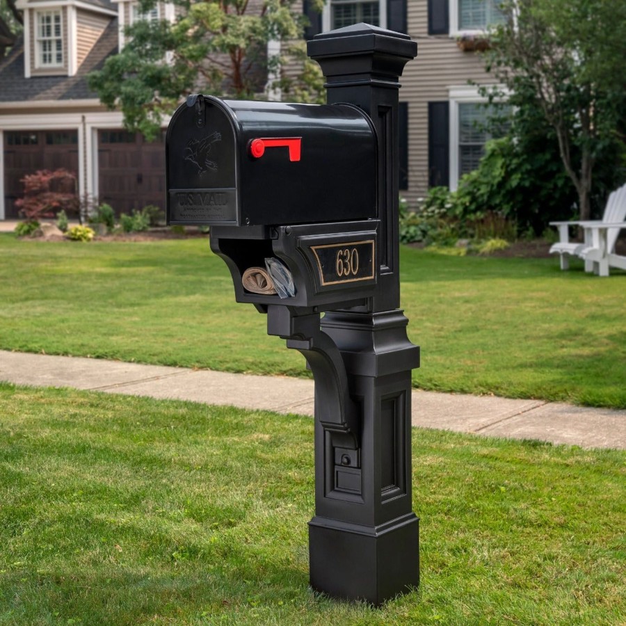 Home & Patio Step2 Mailboxes & Posts | Kingsley Park Atherton Mail Post - Onyx Black