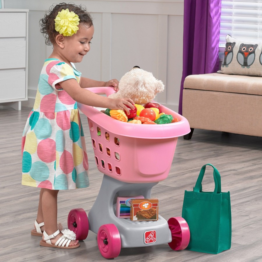 Kids Step2 Pretend Play | Little Helper'S Cart & Shopping Set - Pink