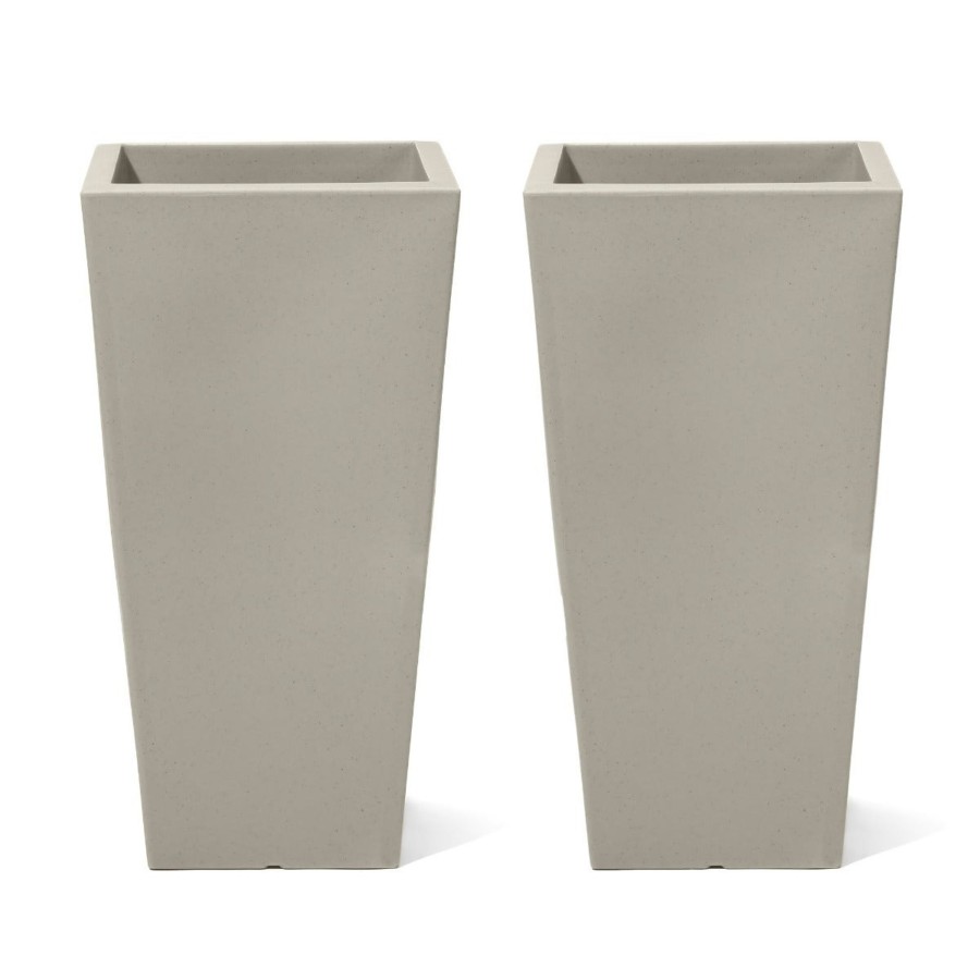 Home & Patio Step2 Planters | Tremont Tall Square Tapered Planter - Concrete Gray 2 Pack