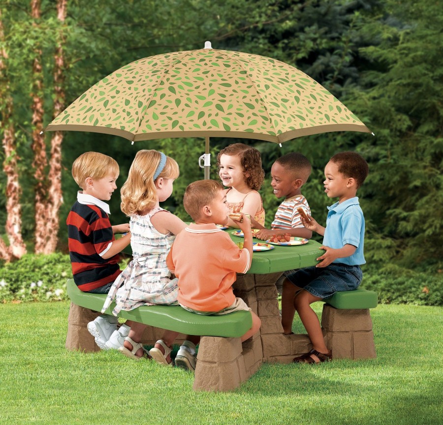 Kids Step2 Picnic Tables | Naturally Playful® Picnic Table With Umbrella