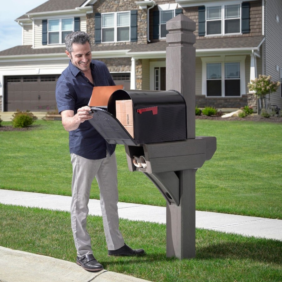 Home & Patio Step2 Mailboxes & Posts | Highland Mail Post - Dark Cedar