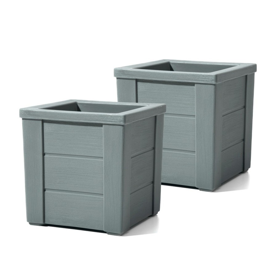 Home & Patio Step2 Planters | Lakewood Planter Box - Sage Gray 2 Pack