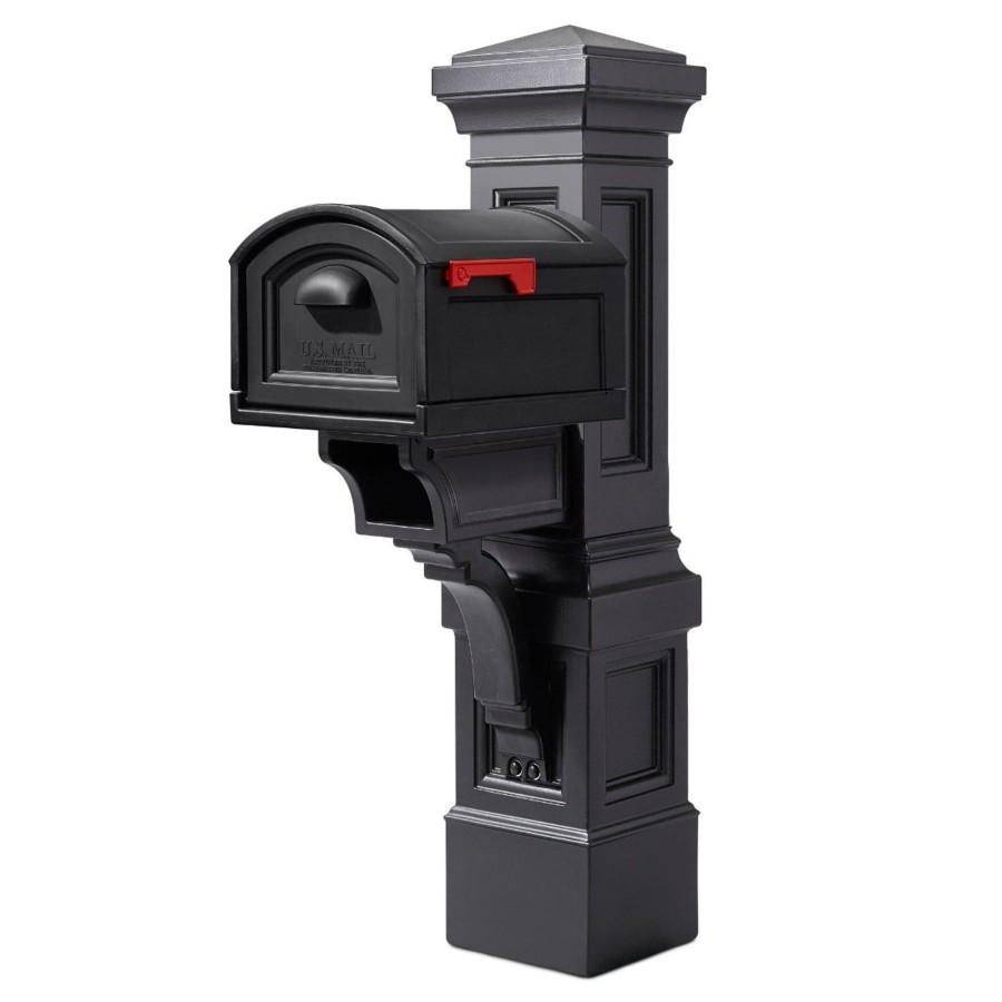 Home & Patio Step2 Mailboxes & Posts | Atherton Grand Onyx Black Mail Post & Xl Black Mailbox